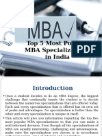 Top 5 Most Popular MBA Specializations in India
