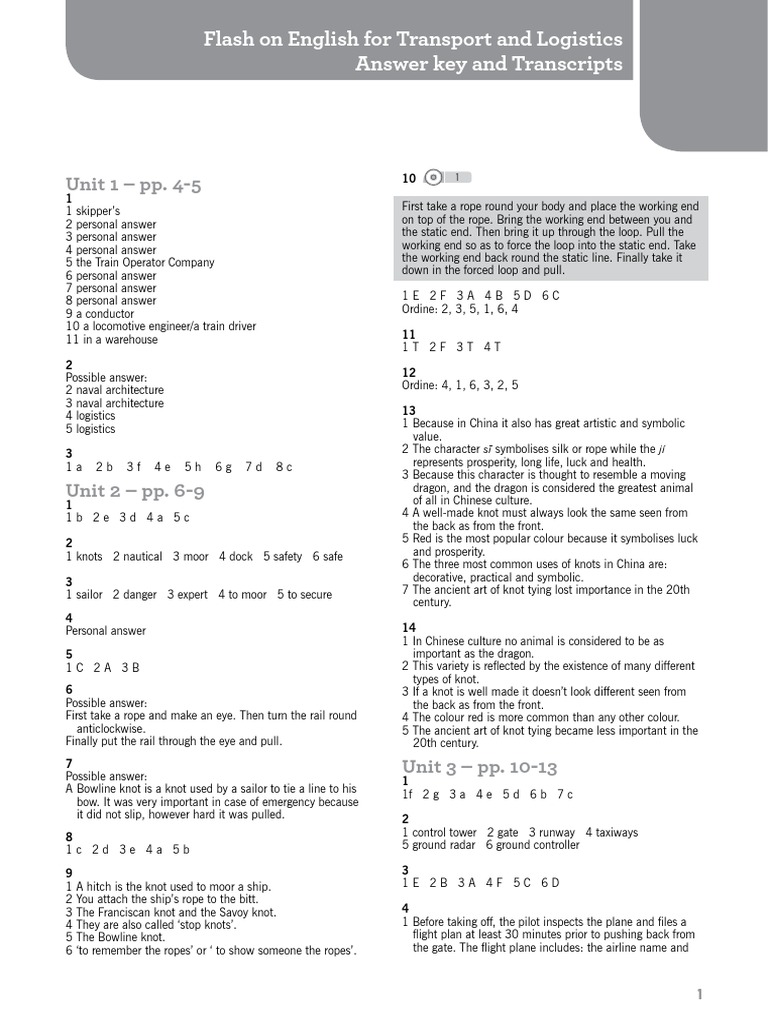 English for Transport and Logistics Guide | PDF | Knot | Radar