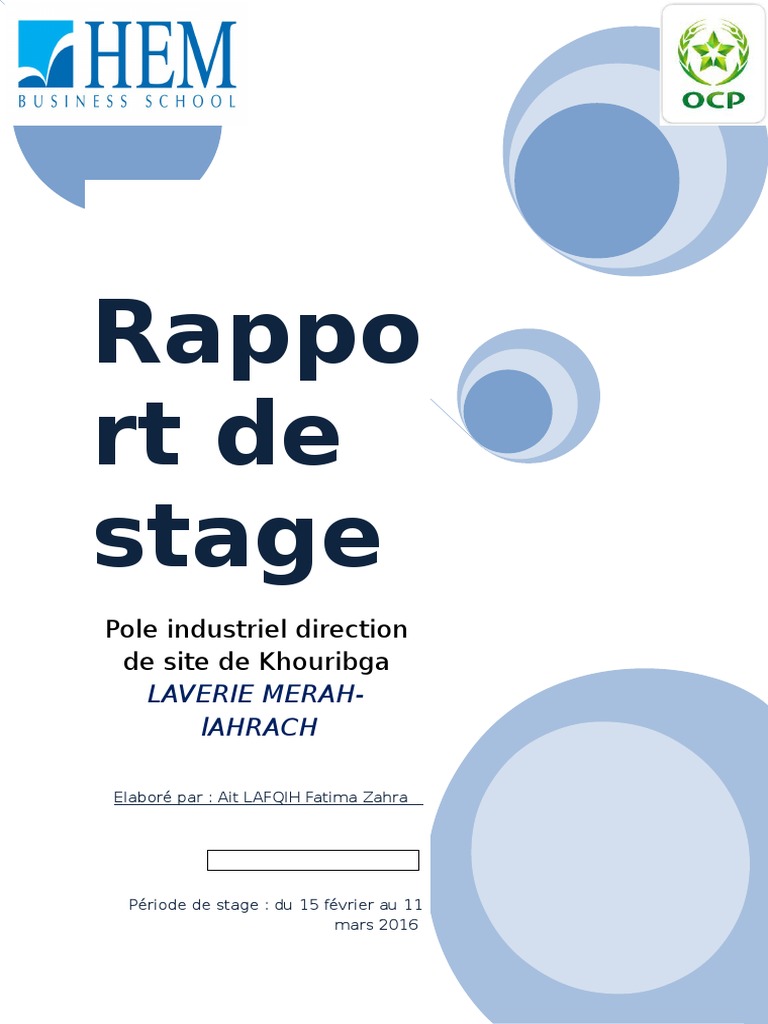 Rapport de Stage (Fatima Zahra)  Phosphate  Chimie