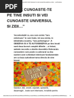 "Omule Cunoaste-Te Pe Tine Insuti Si Vei Cunoaste Universul Si Zeii