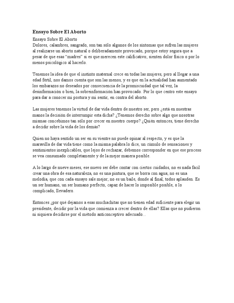 Ensayo Sobre El Aborto