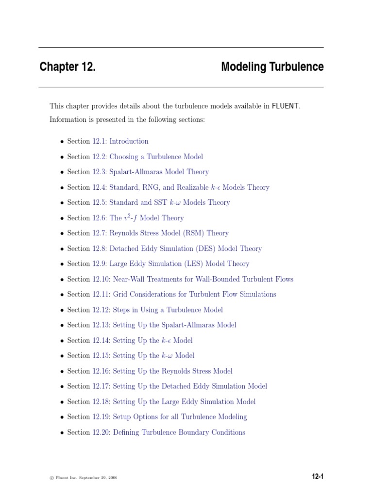 Turbulence Modeling in FLUENT | PDF | Turbulence | Fluid Dynamics