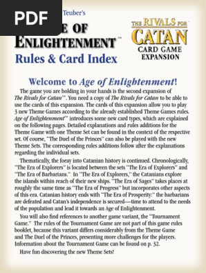 Rivals For Catan Age Of Enlightenment Game Rules Nature Leisure
