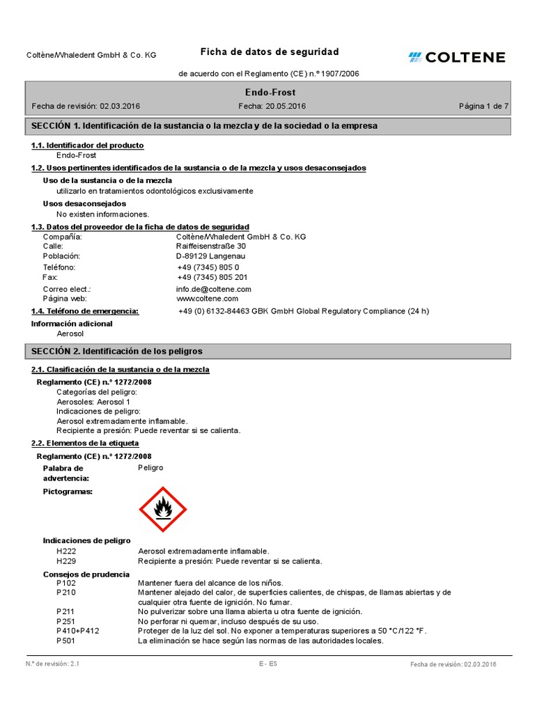 EndoFrost 2,1 EEs PDF Compuesto orgánico volátil Dióxido de carbono