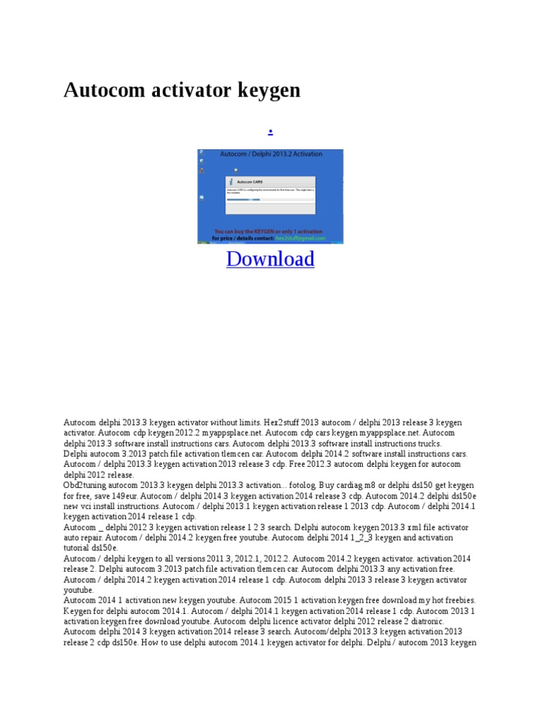 Autocom 2013.3 keygen and software 2017 torrent