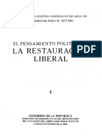 Pensamiento Político Venezolano Del Siglo XX. Tomo 1. El Pensamiento Político de La Restauración Liberal