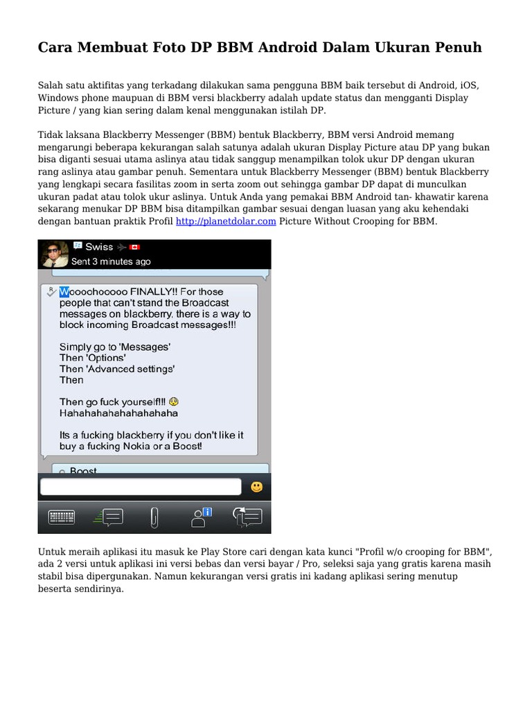 Cara Membuat Foto DP BBM Android Dalam Ukuran Penuh