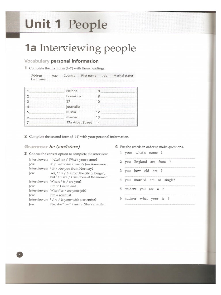Workbook Elementary Unit 2 | PDF