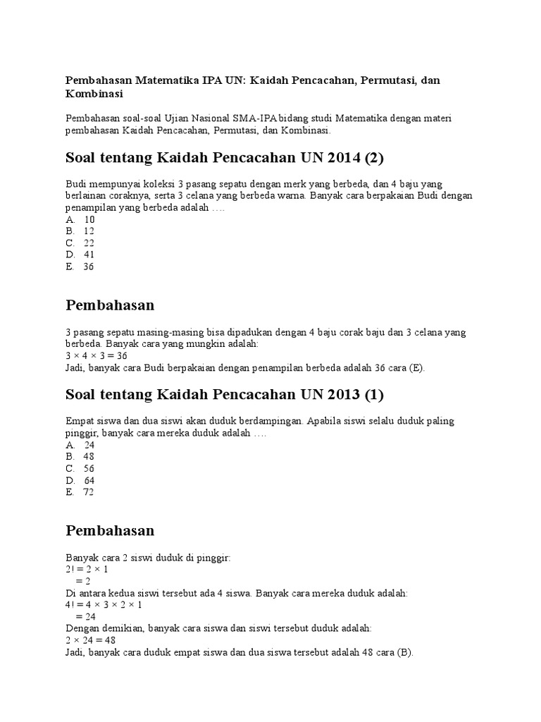 Soal Un Permutasi Guru Paud