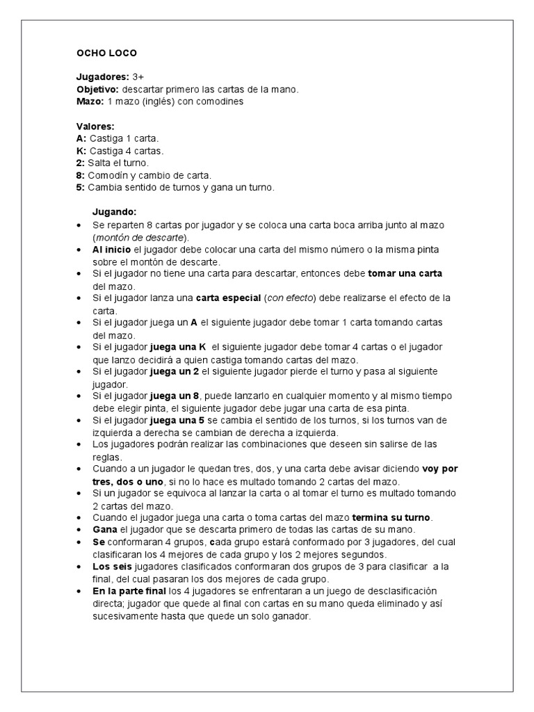 ocho loco juego de cartas