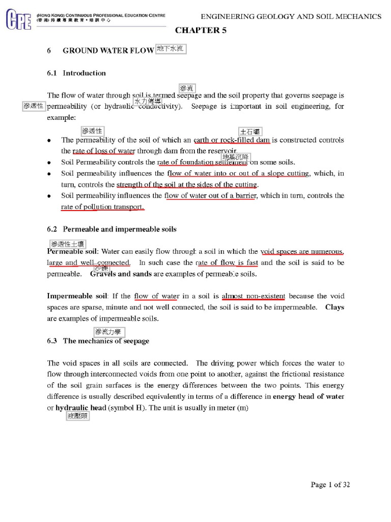 4 Engineering Geology And Soil Mechanics Chapter 5 Permeability