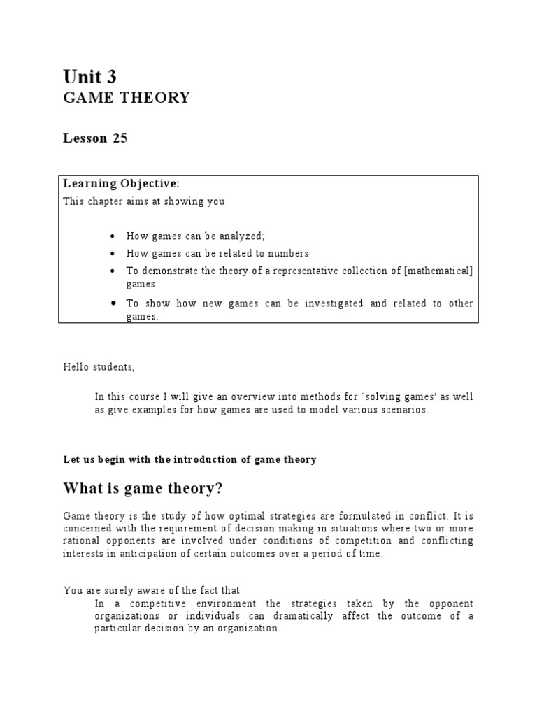 Game Theory | PDF | Game Theory | Maxima And Minima