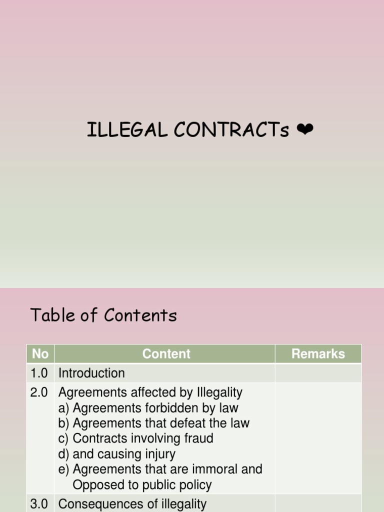 Illegal Contracts Public Policy Doctrine Damages