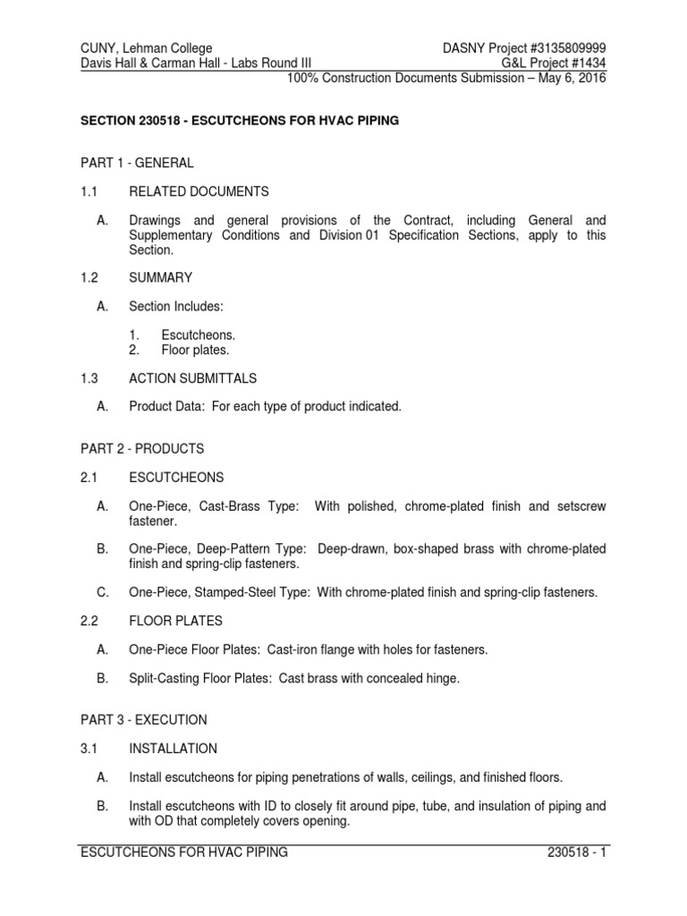 Escutcheons For Hvac Piping PDF Ceiling Building Technology