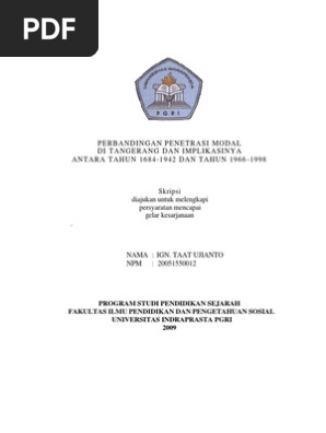 Perbandingan Penetrasi Modal Di Tangerang Dan Implikasinya Antara Tahun 1684 1942 Dan Tahun 1966 1998