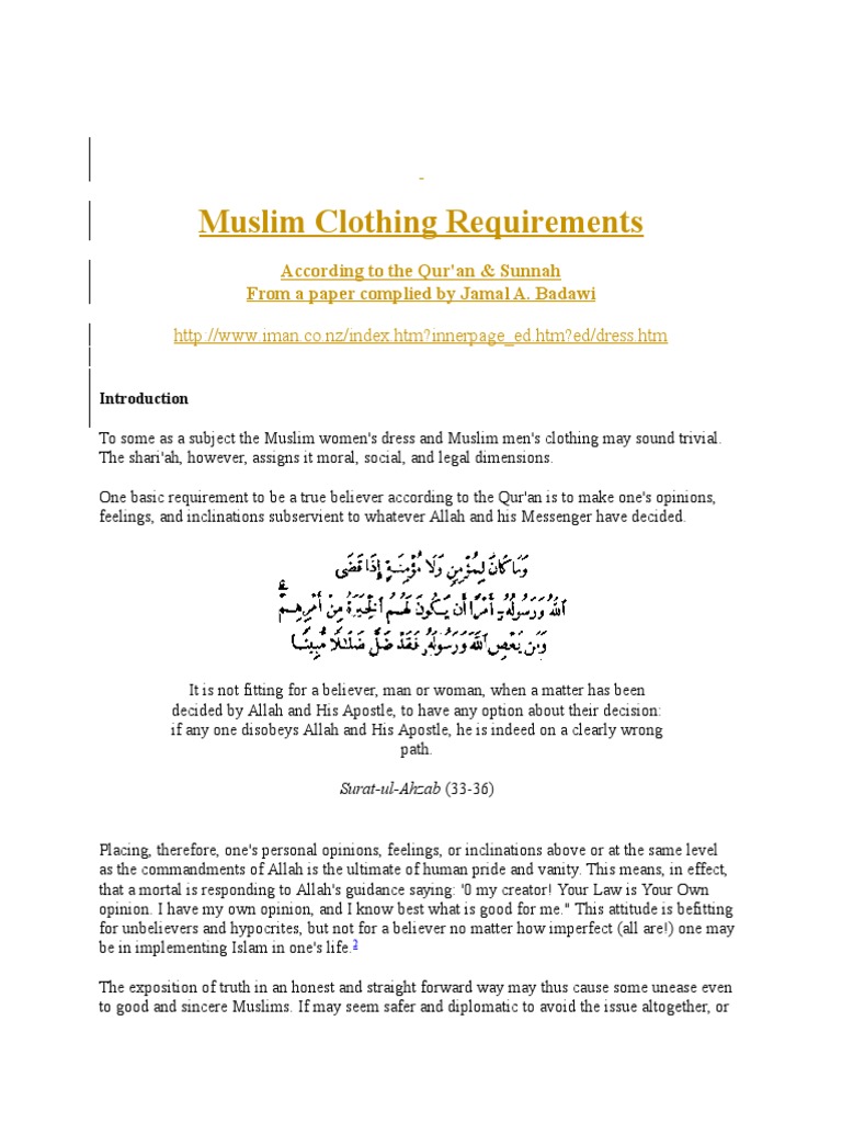 Muslim Clothing Requirements Quran Clothing