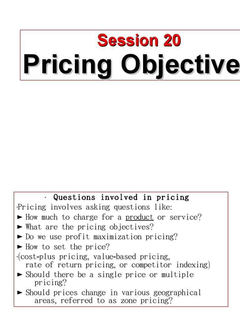 Understanding Pricing Objectives | PDF | Pricing | Prices