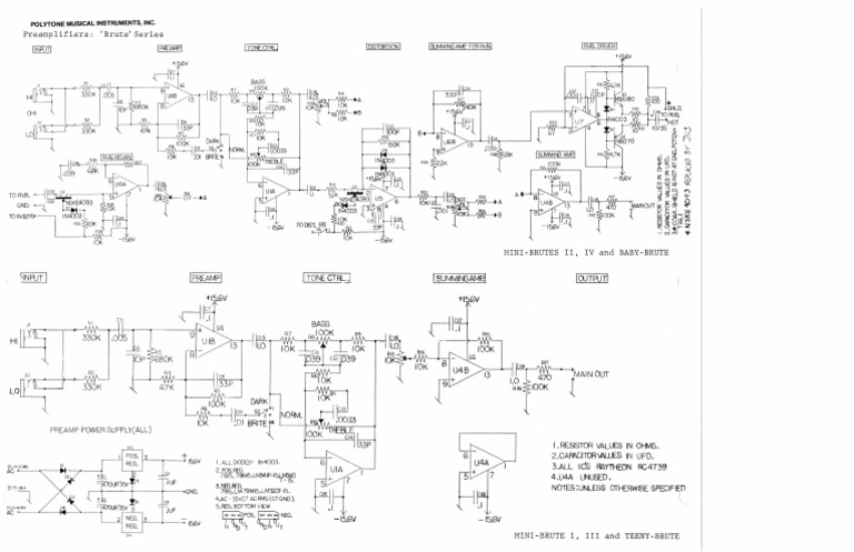 Polytone Brute Series Preamp Schematic | PDF