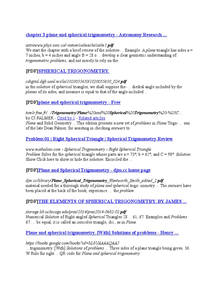 Chapter 3 Plane and Spherical Trigonometry | PDF | Trigonometry | Triangle