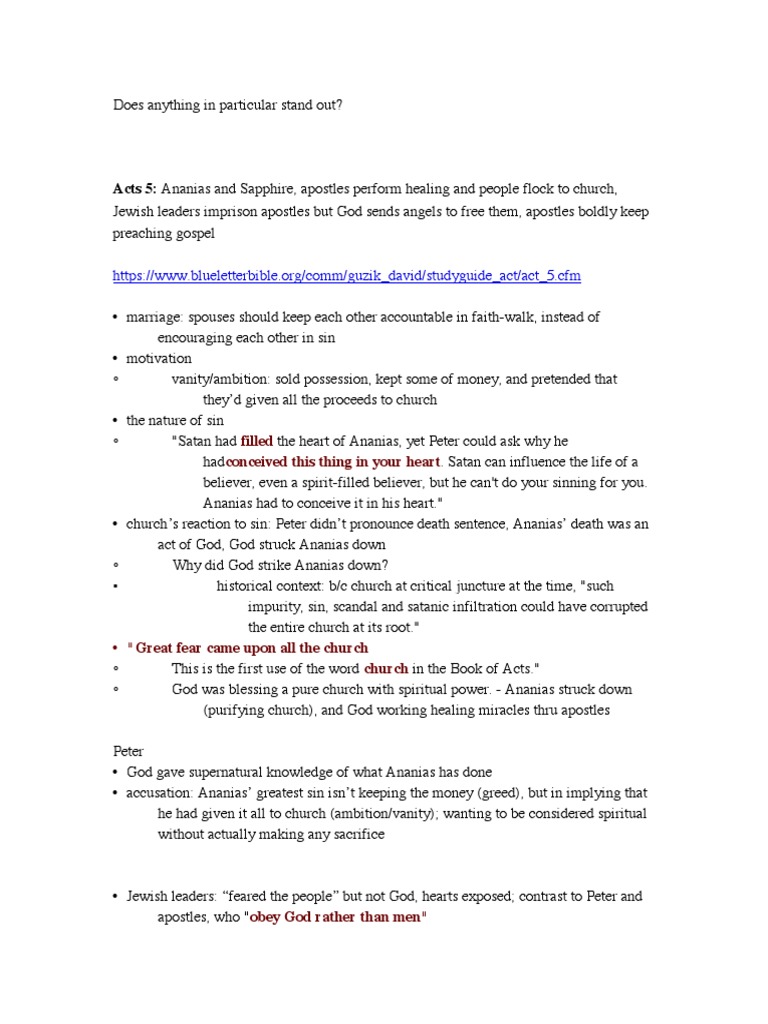 Bible Study Acts 5 and 6 | PDF | Acts Of The Apostles | Jesus