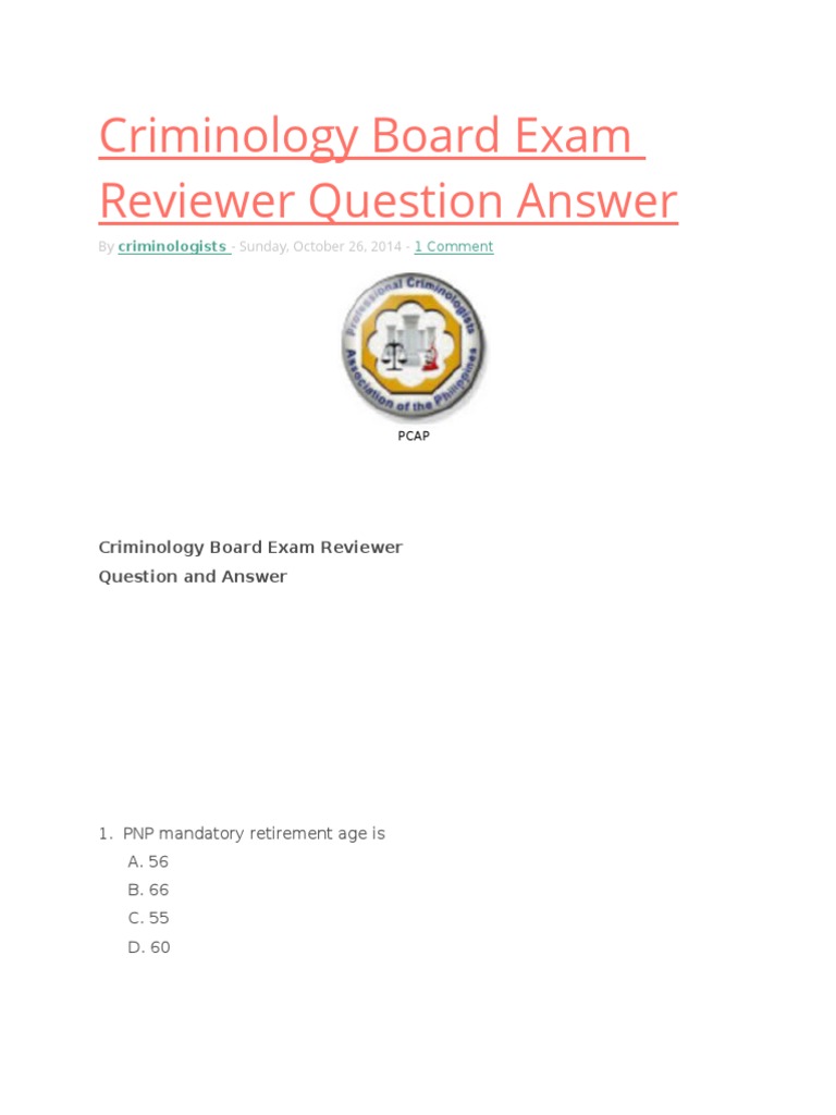 criminology board exam.docx Federal Bureau Of Investigation United