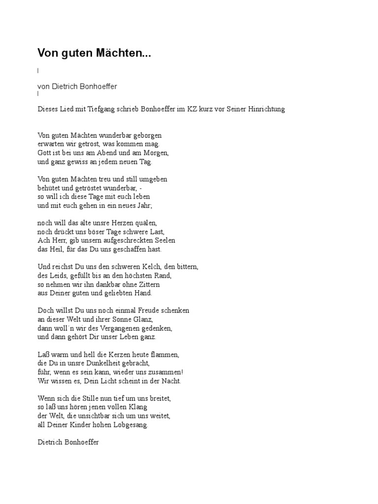 Dietrich Bonhoeffer Von Guten Mächten PDF