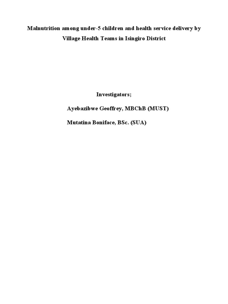 research proposal on malnutrition in tanzania pdf
