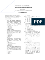 Republic of The Philippines Professional Regulation Commission Region Ii Licensure Examination For Teachers September 2015