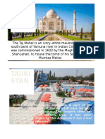 India's Taj Mahal and Tajikistan's Delfin Aqua Park