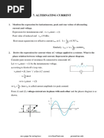 Alternating Current: V I Sin T R