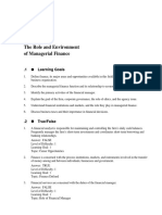 The Role and Environment of Managerial Finance