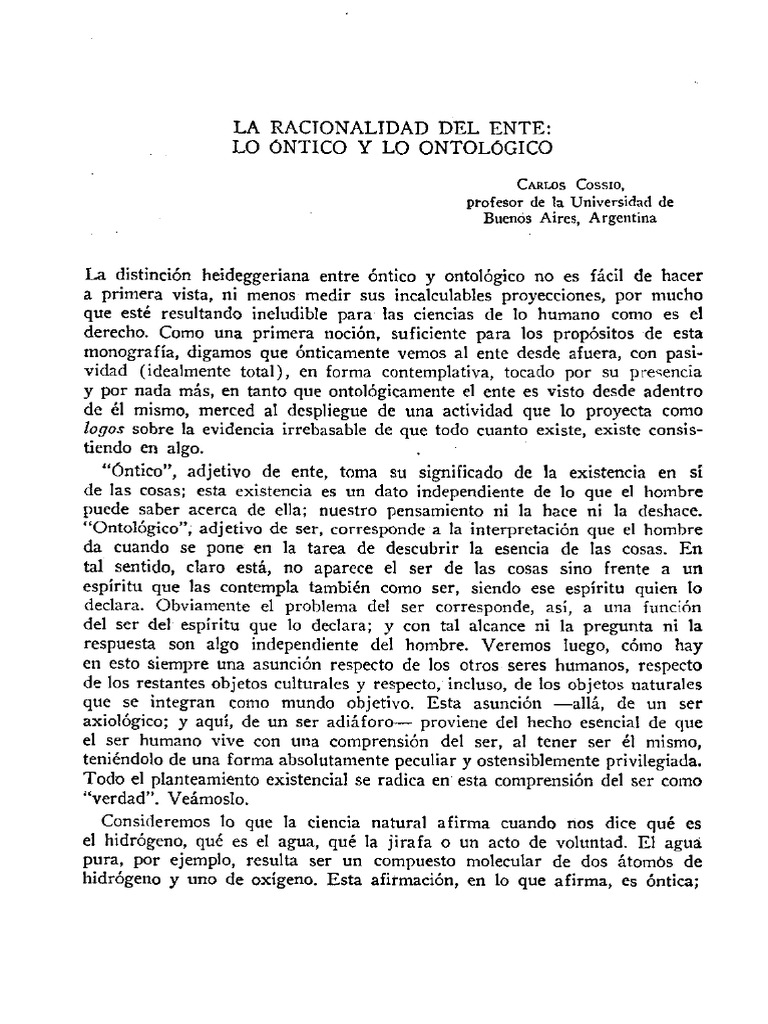 Ontico y Ontologico PDF | PDF