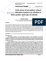 A Study of Job Stress of Secondary School Physical Education Teachers in Relation To Their Gender and Type of Schools