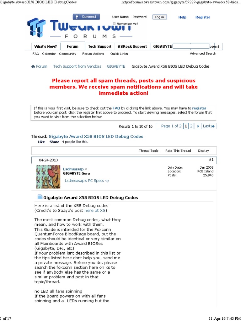 Gigabyte Award X58 BIOS LED Debug Codes PDF Bios Booting