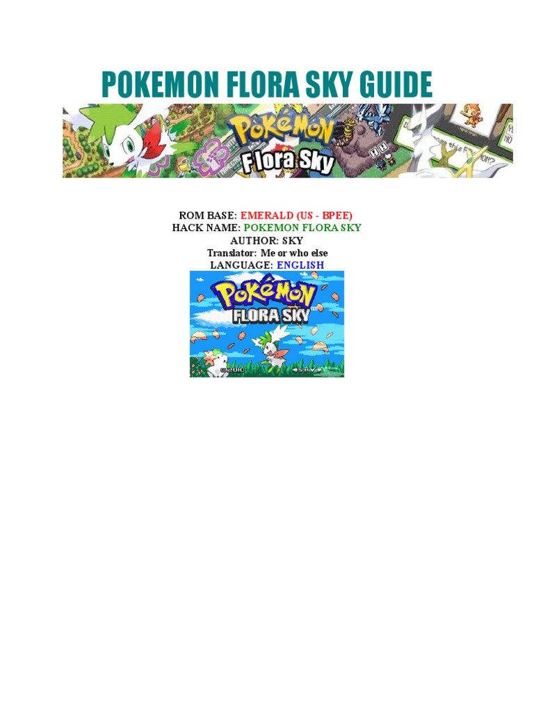 Pokemon Flora Sky Guide (English) | PDF | Artificial Mythology | Pokémon, image size:768x1024