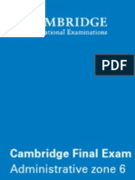 Cambridge Final Exam Timetable November 2016: Administrative Zone 6