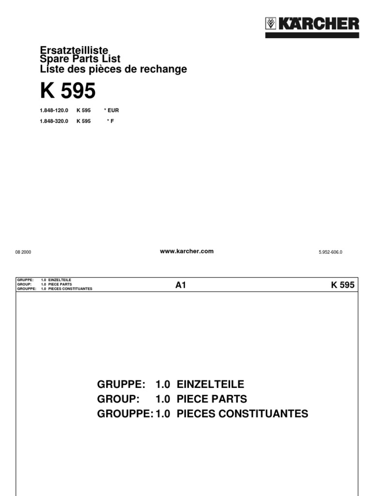 Karcher 595 Handleidingenwisselstukken | PDF