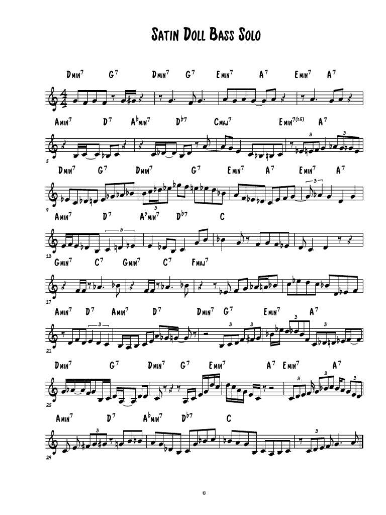 Satin Doll Bass Solo PDF