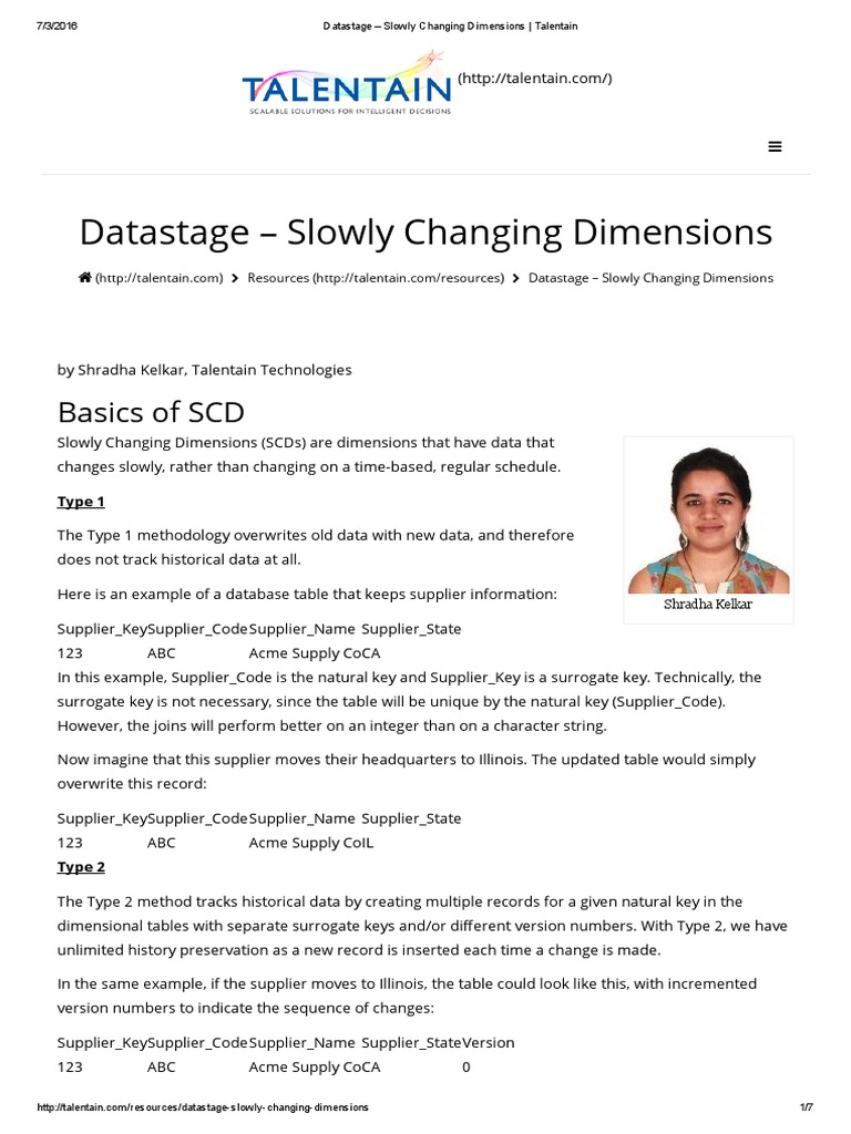 Datastage Slowly Changing Dimensions Talentain PDF Software