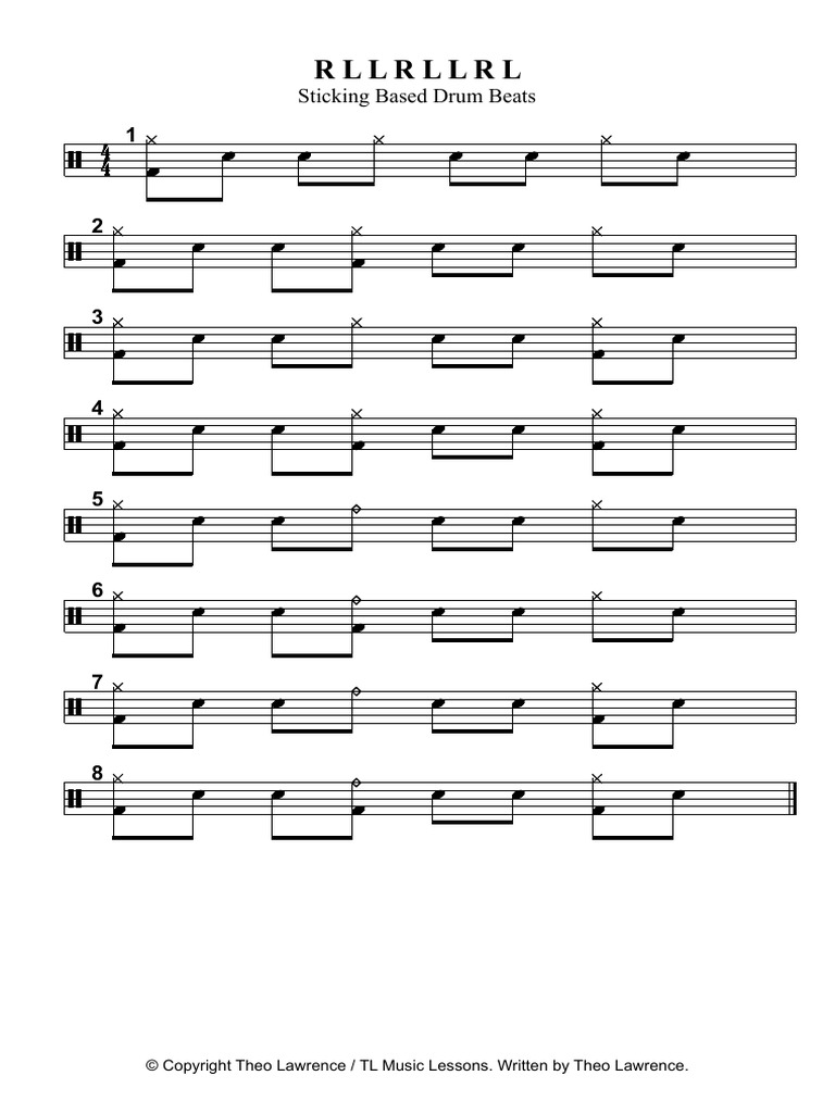R L L R L L R L Sticking Based Drum Beats | PDF | Drumming | Percussion ...