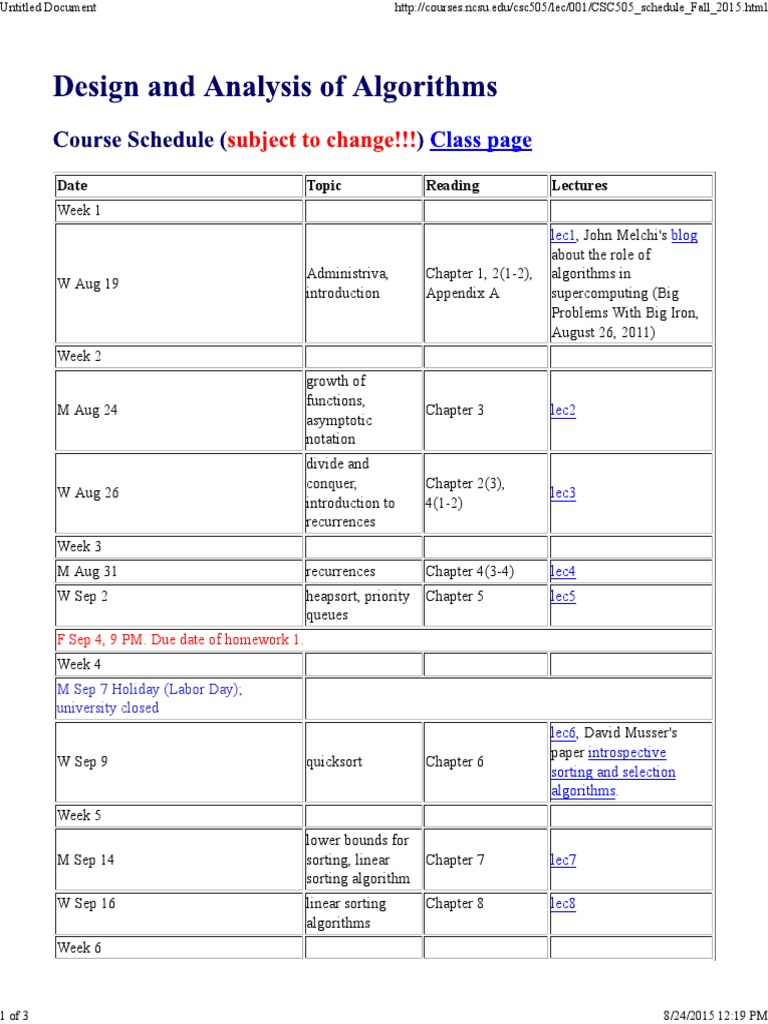 Date Topic Reading Lectures: Lec1 Blog | PDF | Teaching Methods ...