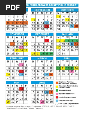 School Calendar 2016-17 Color | PDF