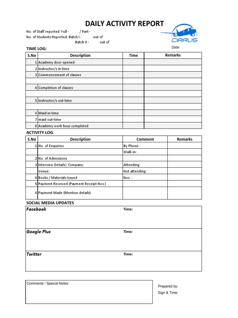 Daily Activity Report: Time Log | PDF | Career & Growth