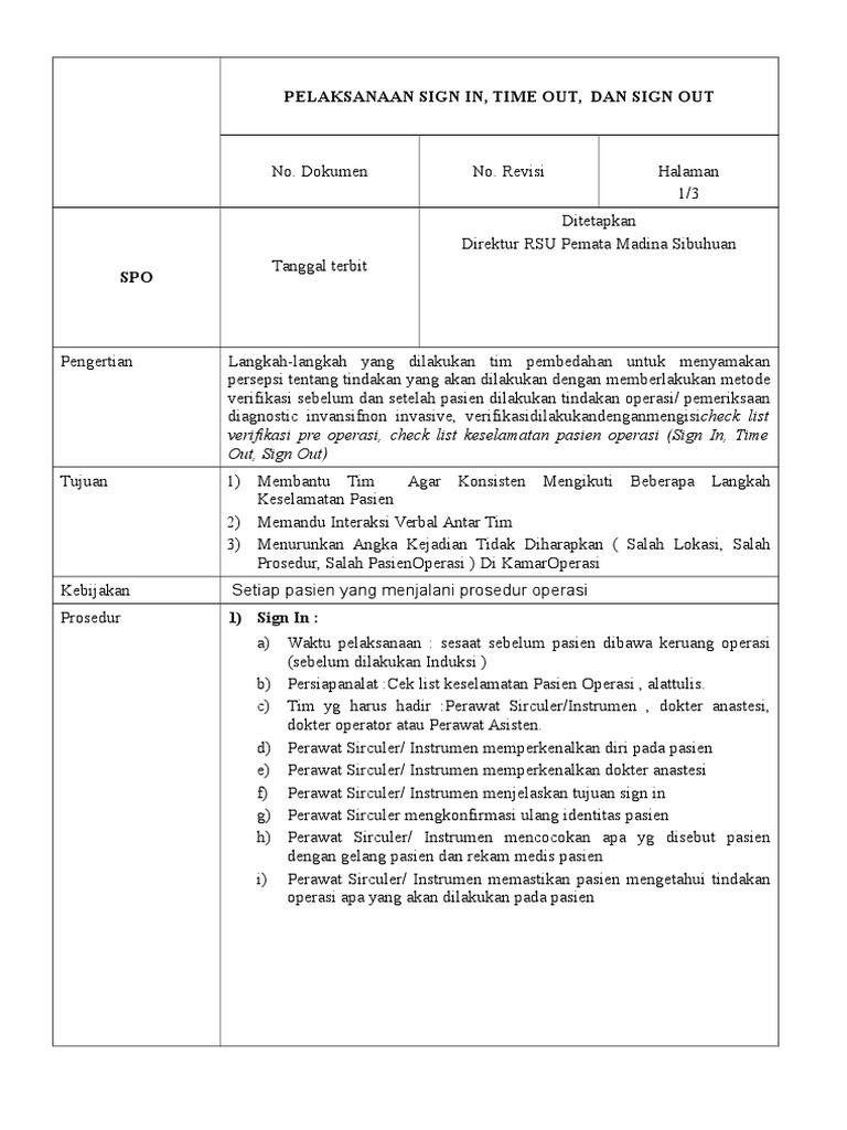 SPO Sign in Time Out Sign Out - Doc 2 | PDF
