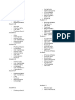 List For Acrostic Poem and Crossword Without Names