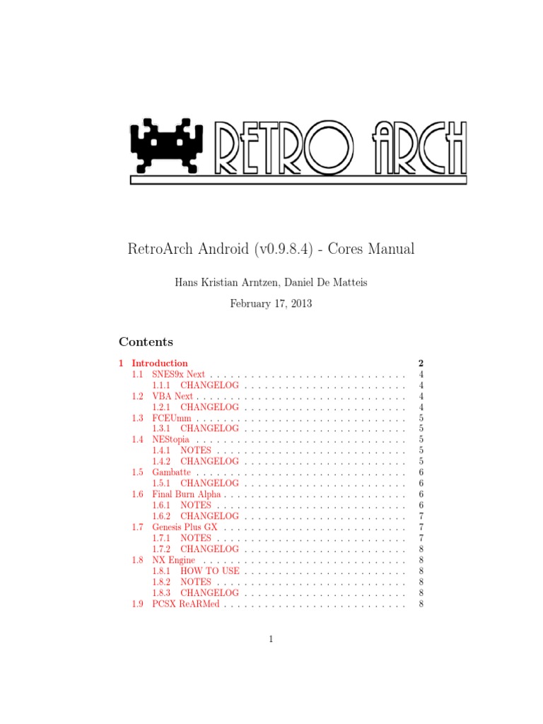 Retroarch Cores Manual PDF Emulator Bios