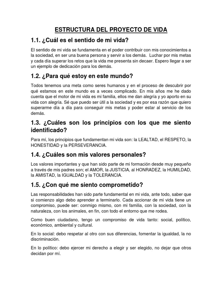 Estructura Del Proyecto de Vida.. | PDF | Toma de decisiones | Conocimiento
