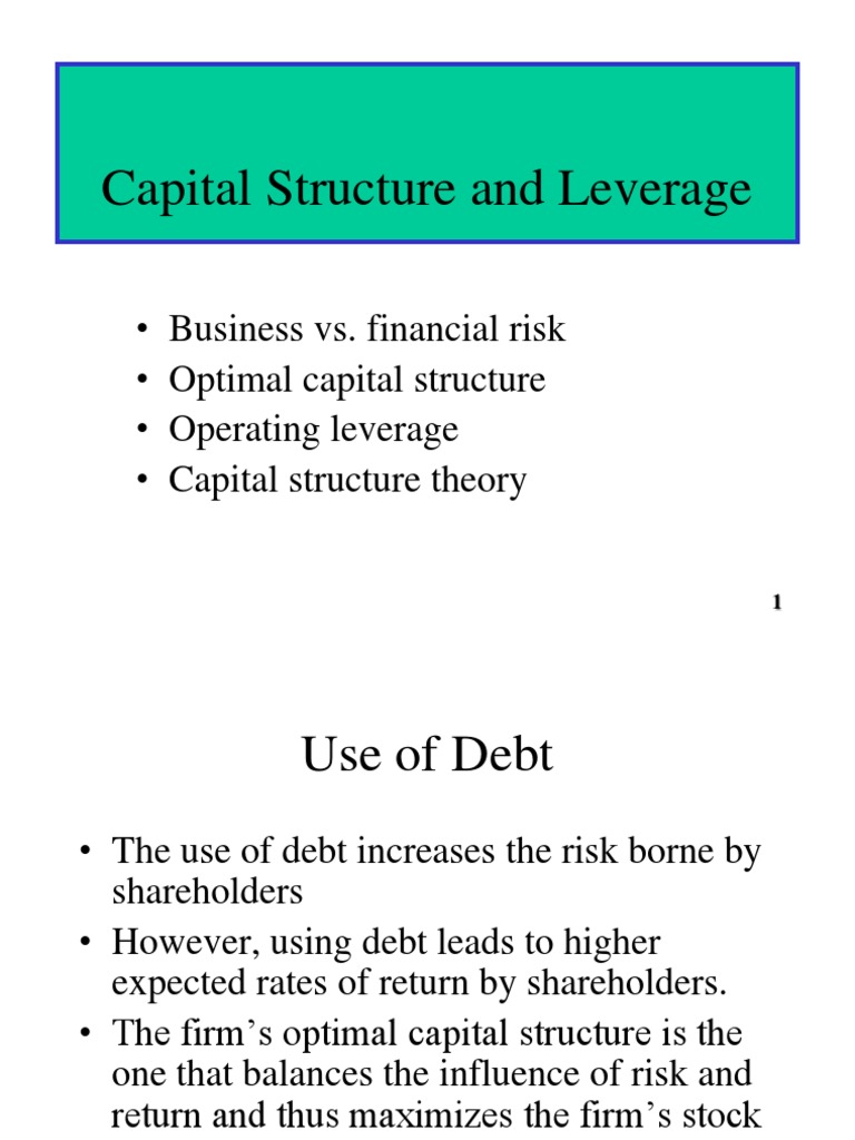 CApital Structure and Leverage Capital Structure Leverage (Finance)