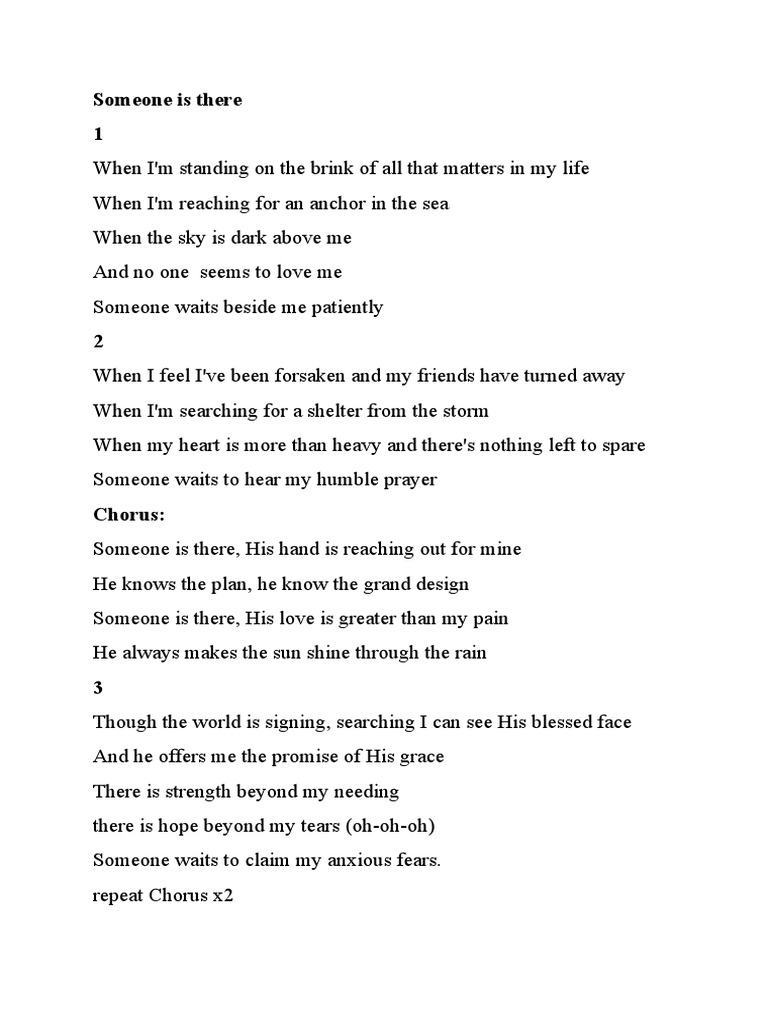 Someone Is There Lyrics 1