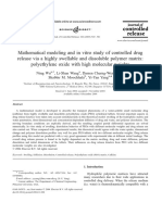 Mathematical Modeling and in Vitro Study of Controlled Drug Release Via A Highly Swellable and Dissoluble Polymer Matrix Polyethylene Oxide With High Molecular Weights PDF